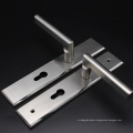 Lever on backplate in satin stainless steel door handle